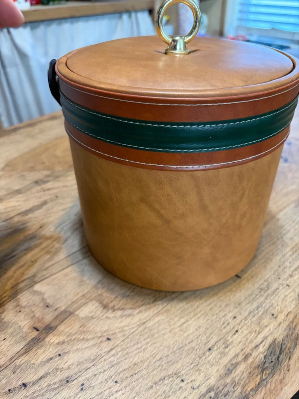 Vintage Georges Briard Faux Leather Ice Bucket – Mid-Century Barware 🍸🧊